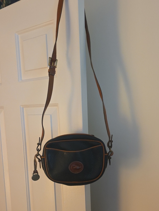 Dooney & Bourke Handbags - Dooney And Bourke Leather Crossbody Bag - Black with Brown Trim